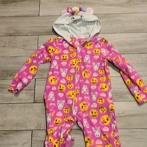 💐Girls emoji unicorn zip up fleece onesie🎠 🌸 🍀 ❄️ 🍂🧁🎀🦄🪻🍍🍓🦉🐧💘
